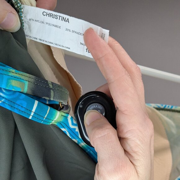 Christina One Piece Swimsuit Olive Green Blue Gold Size 10 - Picture 3 of 3